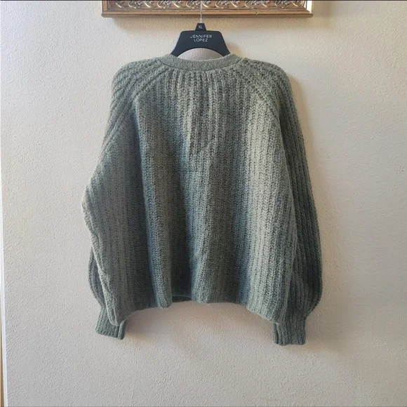 NWT Sezane Paris Gilet Basile cardigan sweater in khaki green size L - Picture 4 of 12